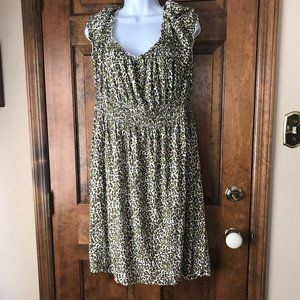 MICHAEL Michael Kors Green & Brown Animal Print Smocked Elastic Waist Dress 3X